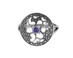 Srebrny pierścionek pr.925 Cyrkonia fioletowa