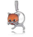 Srebrna zawieszka pr.925 Pomarańczowe Kocie Oko - Kot