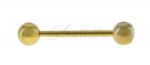 Stalowy (316L) kolczyk sztanga - złoty z cyrkonią