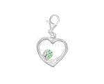 Zawieszka charms pr.925 serce z cyrkonią jasno zieloną