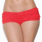 Mesh Ruffle Shorty Czerwień